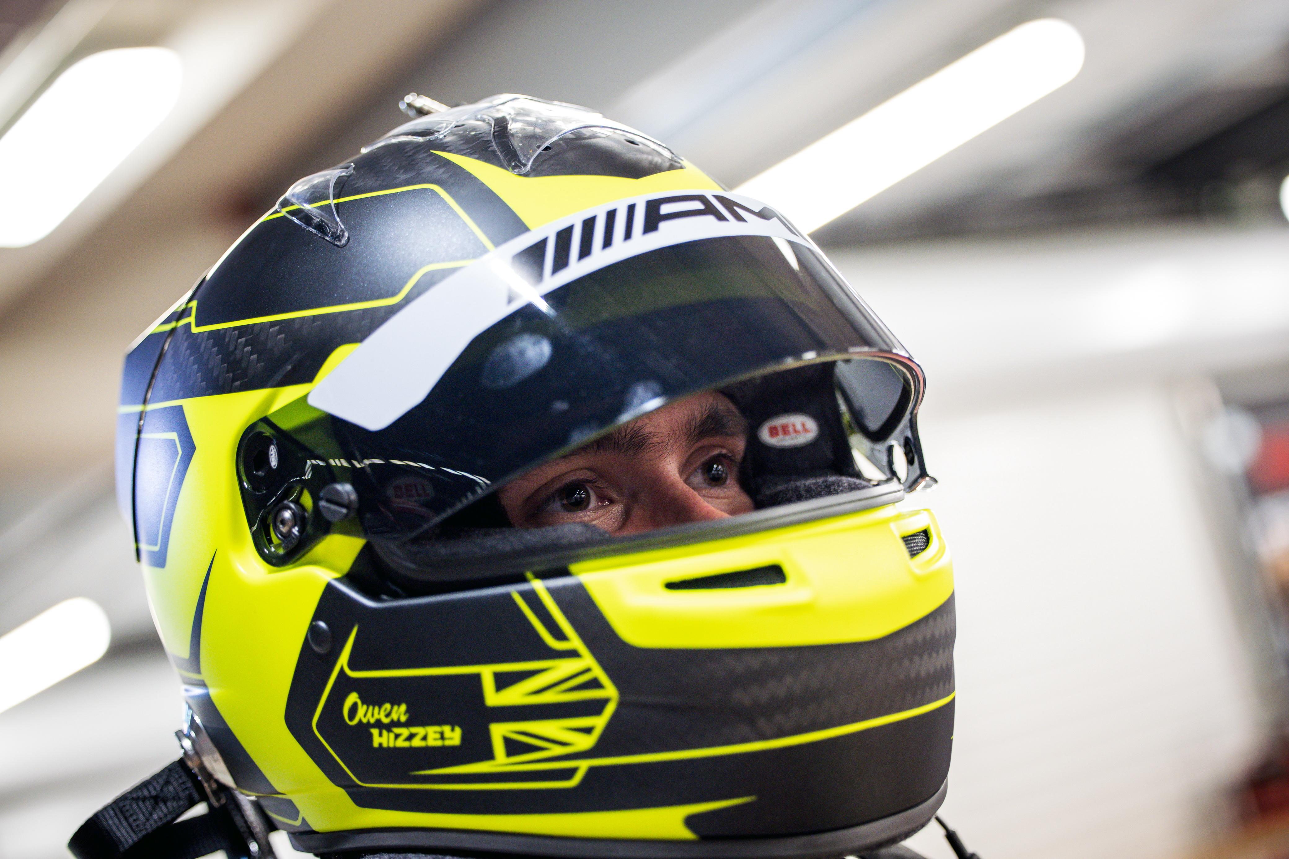 Owen Hizzey focused inside his helmet